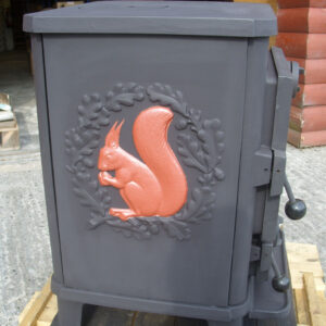 Picture showing a Red Squirrel on a Morso Stove
