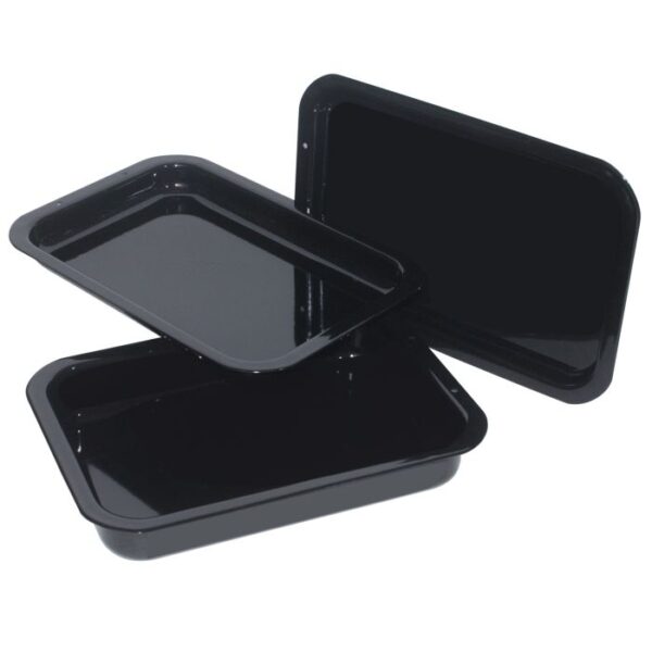 AGA Enamelled Tray Set. AGA Roasting Tin, Baking Tray and Deep Baking Tray